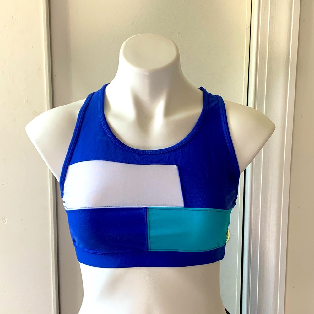 Ativa blue color-block racerback bikini top
